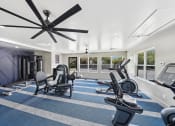 Thumbnail 35 of 41 - a gym with exercise machines and a ceiling fan