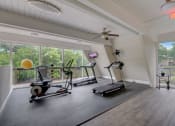 Thumbnail 11 of 23 - two treadmills and other exercise equipment in a room with large windows
