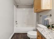 Thumbnail 5 of 24 - a bathroom with a toilet and a tub and a sink