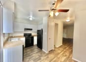 Thumbnail 12 of 16 - the view of a kitchen and living room with a ceiling fan