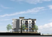 Thumbnail 5 of 94 - a rendering of a tall apartment building with a sky background