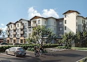 Thumbnail 1 of 94 - a rendering of an apartment building on a street with people and a car