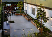 Thumbnail 69 of 127 - A courtyard with a tree and benches is surrounded by buildings.