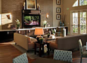 Thumbnail 75 of 117 - A living room with a flat screen TV and a fireplace.
