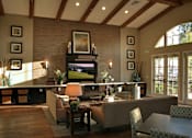Thumbnail 64 of 117 - A living room with a couch, chairs, and a television.