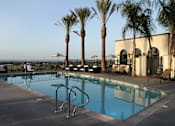 Thumbnail 67 of 126 - A pool surrounded by palm trees and a building.