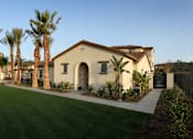 Thumbnail 68 of 126 - A house with a lawn and palm trees in front.