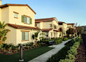 Thumbnail 61 of 126 - A row of houses with green plants in front.
