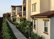 Thumbnail 71 of 126 - A long row of houses with a sidewalk in between.
