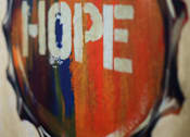 Thumbnail 80 of 94 - A bottle cap with the word HOPE painted on it.