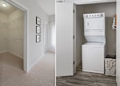 Thumbnail 6 of 32 - Closet space and stacked washer and dryer