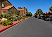 Thumbnail 8 of 23 - A street lined with houses and parked cars under a clear blue sky.