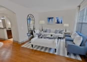 Thumbnail 19 of 27 - Living Room with Blue and White Couches at The Estates at Ballantyne, Charlotte, NC, 28277
