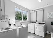 Thumbnail 10 of 12 - a laundry room with washes and dryers and a window at Rose Hill Estates, Norwich, CT, 06360