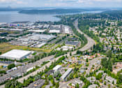 Thumbnail 13 of 14 - Birds-eye view of the surrounding area, including Seattle and Lake Washington.