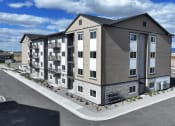 Thumbnail 4 of 36 - an aerial view of an apartment building on a parking lot at Yellowstone Landing, Belgrade, 59714