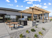 Thumbnail 6 of 26 - Patio with wooden pergola at Yellowstone Landing, Belgrade, Montana