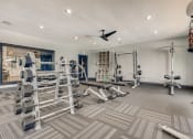 Thumbnail 11 of 29 - Fitness Center weights at Avenues at Shadow Creek Ranch, Pearland, TX, 77584