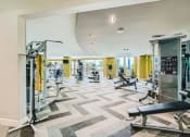 Thumbnail 7 of 24 - a gym with weights and cardio equipment in a large room at Imperial Lofts, Sugar Land, TX, 77498