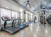 Thumbnail 5 of 100 - Gym with Exercise Equipment at Edge 35 Apartments, Indianapolis, IN