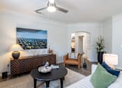 Thumbnail 11 of 47 - Living room with TV at Grand Villas at Cinco Ranch, Katy, TX, 77494