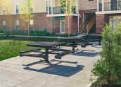 Thumbnail 7 of 61 - picnic tables next to small trees at The Greyson, Ohio