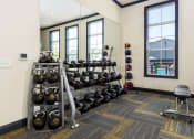 Thumbnail 20 of 64 - free weights in fitness center at Overland Park, Pickerington, 43147