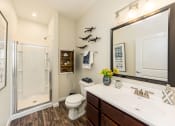Thumbnail 28 of 64 - vanity and shower in bathroom at Overland Park, Pickerington, 43147