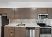 Thumbnail 54 of 59 - A modern kitchen with a stainless steel dishwasher and oven.