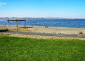 Thumbnail 39 of 46 - a picnic table on the beach near the water