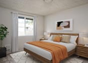 Thumbnail 6 of 56 - A bedroom with a large bed and a painting on the wall.