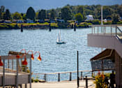 Thumbnail 25 of 36 - Columbia River viewed from Grant Street Pier. Small sailboat