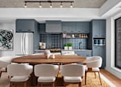 Thumbnail 9 of 12 - Suite 2502 - A modern kitchen with a dining table and chairs.