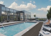Thumbnail 12 of 17 - a rendering of a building with a pool in front of it at 150 Marketplace, Ottawa, ON, K2J 5R5