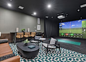 Thumbnail 29 of 70 - Indoor golf simulator entertainment lounge at Aster Grove Apartments, Warren, New Jersey