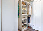 Thumbnail 39 of 53 - Organized closet with shelving and hanging storage at Inwood at Renaissance Square Apartments, New Jersey, 08053