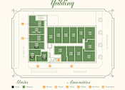 Thumbnail 7 of 26 - A floor plan of a building with labeled rooms and amenities.