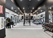 Thumbnail 5 of 44 - A gym with a variety of equipment including treadmills, weights, and exercise machines.at The Logan Luxury Apartments, Nampa, ID, 83651