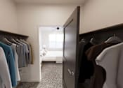 Thumbnail 27 of 45 - Closet with clothes at The Union Flats at Fishers District, Fishers