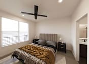 Thumbnail 37 of 45 - Bedroom with ceiling fan at The Union Flats at Fishers District, Indiana, 46037