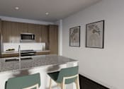 Thumbnail 23 of 23 - A kitchen with a granite countertop and a refrigerator with a water dispenser.at The Liliana Apartment Homes, Pooler, 31322