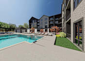 Thumbnail 32 of 32 - A swimming pool surrounded by a grassy area and buildings.