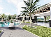 Thumbnail 7 of 13 - A modern resort with a swimming pool and palm trees at Verity Luxury Apartment Homes Apartments, Vero Beach, FL