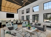 Thumbnail 30 of 31 - a living room filled with furniture and a large window  at Prism at Diamond Ridge, Moon Township, Pennsylvania