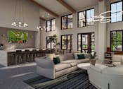 Thumbnail 2 of 19 - A modern living room with a bar area and a large window. at Heritage on Hover Apartments, Longmont, 80503