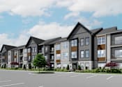 Thumbnail 5 of 11 - a rendering of a row of apartment buildings on a street at The Pullman Luxury Apartment Homes, Atlanta, Georgia