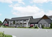 Thumbnail 8 of 11 - a rendering of a house with a parking lot in front of it at The Pullman Luxury Apartment Homes, Atlanta, 30349