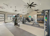 Thumbnail 20 of 46 - a gym with weights machines and ceiling fans at Alta25, Monument, CO