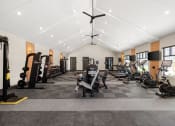 Thumbnail 43 of 56 - a gym with cardio equipment and weights on a checkered floor at Notch66, Longmont, Colorado