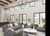 Thumbnail 11 of 40 - a living room with couches and chairs and a fireplace at Stella, San Tan Valley, AZ